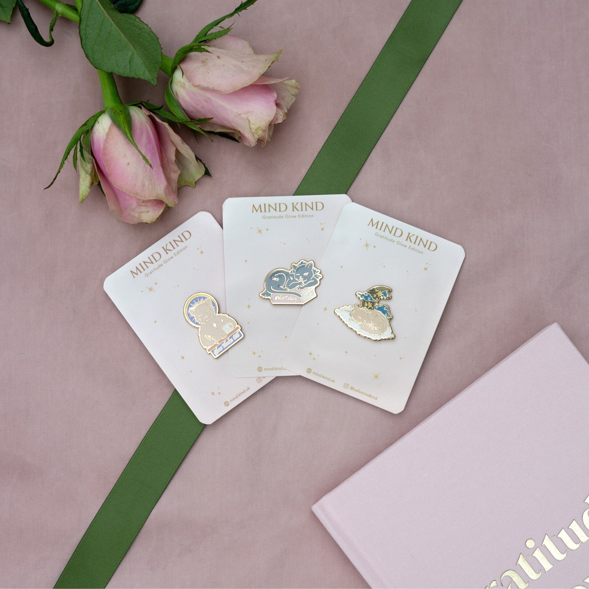 Cat Enamel Pin Set – Gratitude Glow Cat Collection