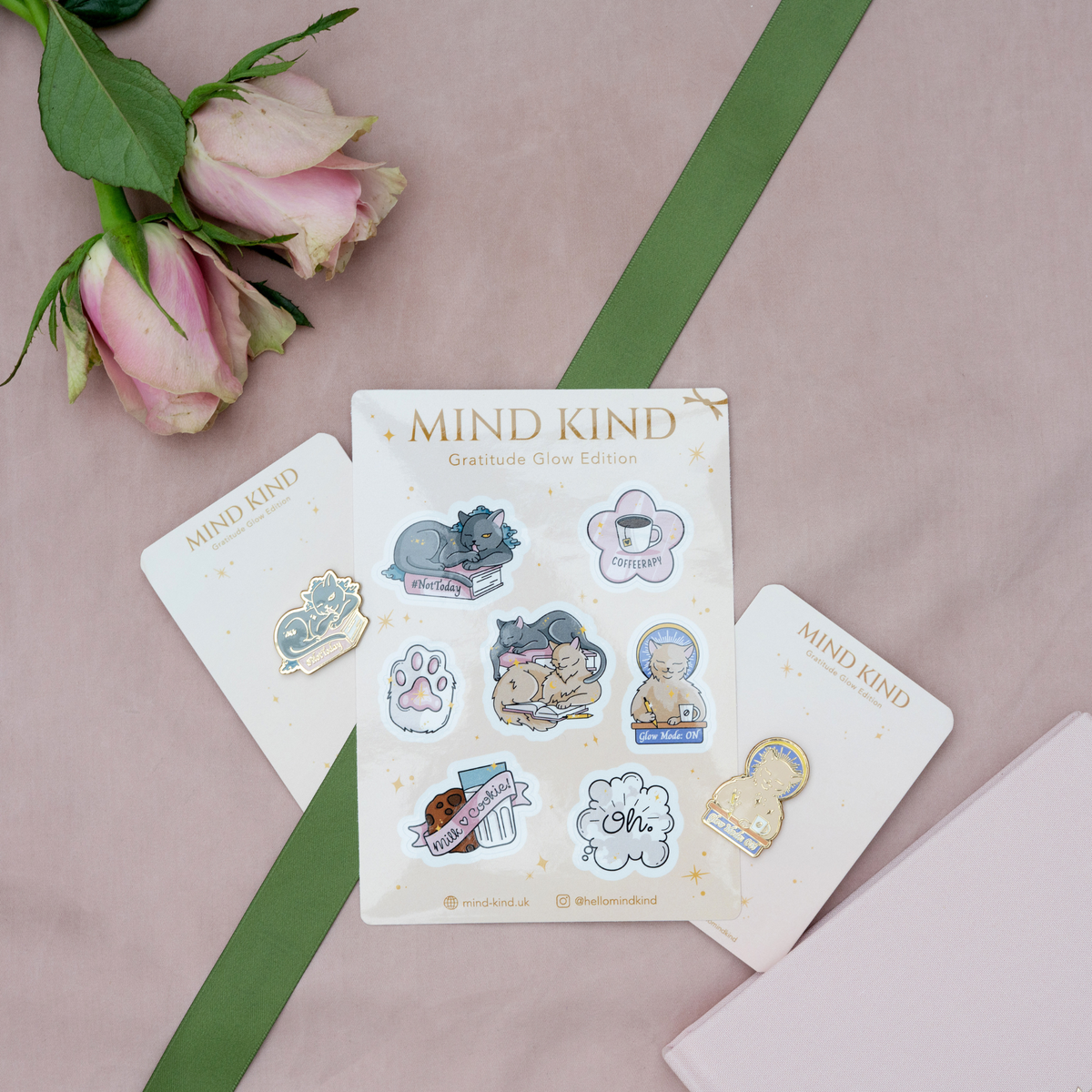 Cat Enamel Pin Set – Gratitude Glow Cat Collection