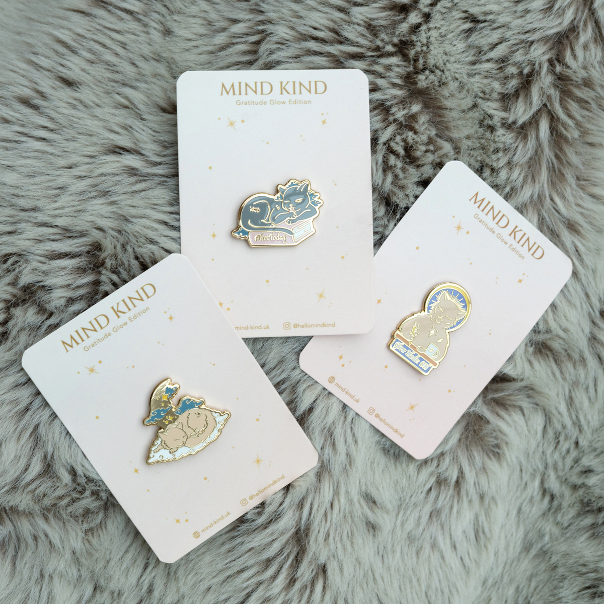 Cat Enamel Pin Set – Gratitude Glow Cat Collection